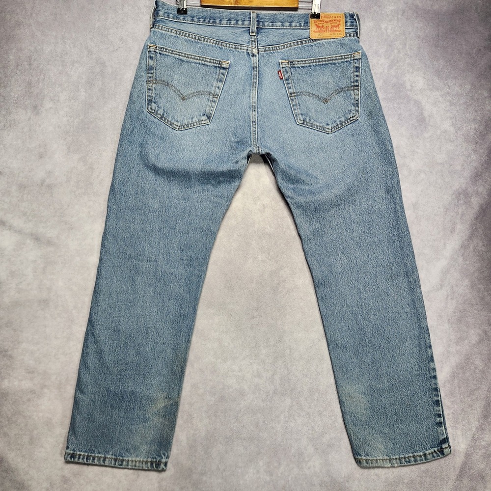 Levis 505 Regular Fit Straight Leg Blue Denim Jeans Mens 36x30 Medium Wash